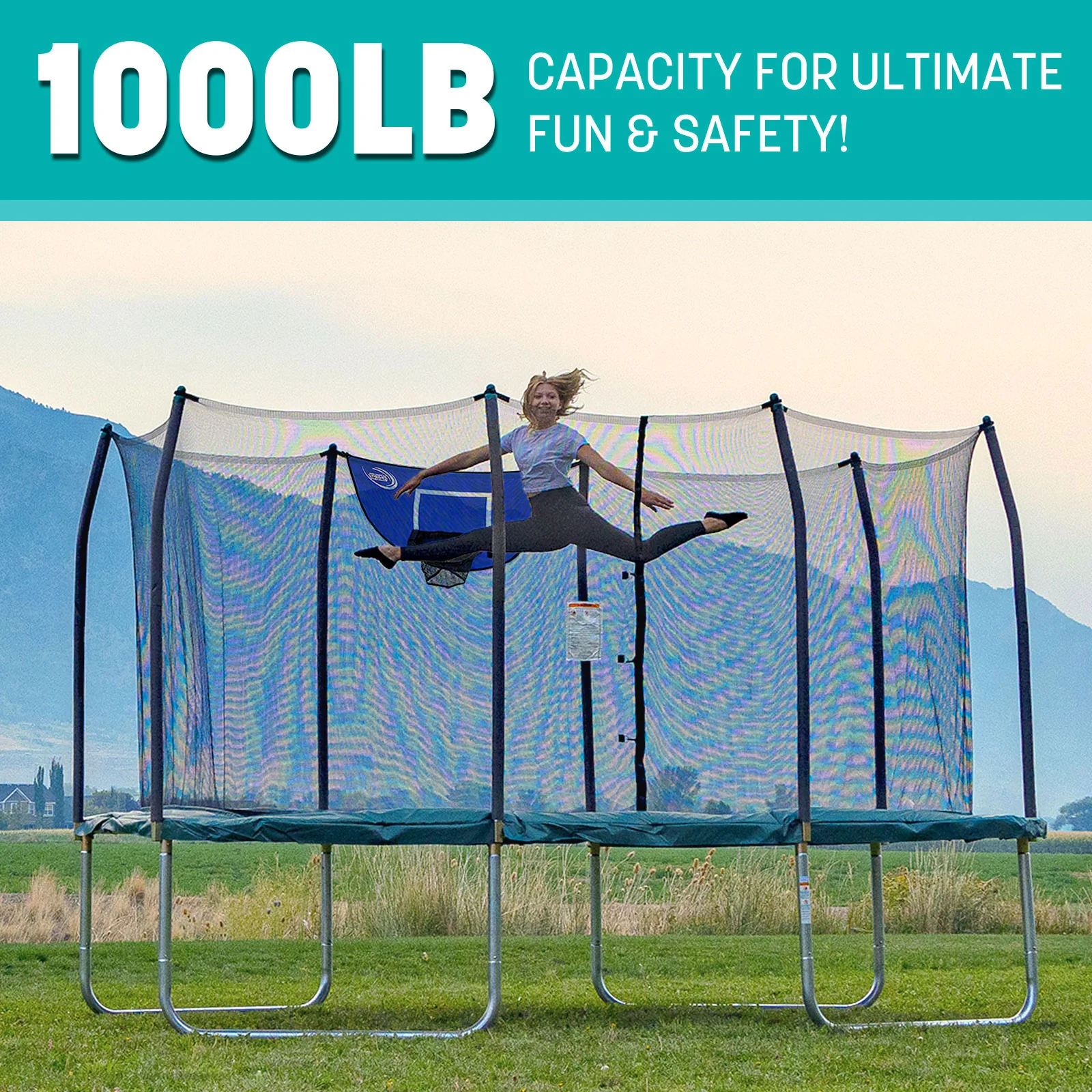 14'x8' Trampoline with Enclosure Net and Basketball Game - Image 5
