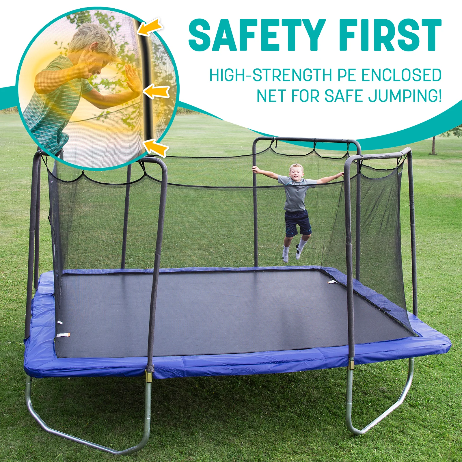 15' Square Trampoline - Blue - Image 4