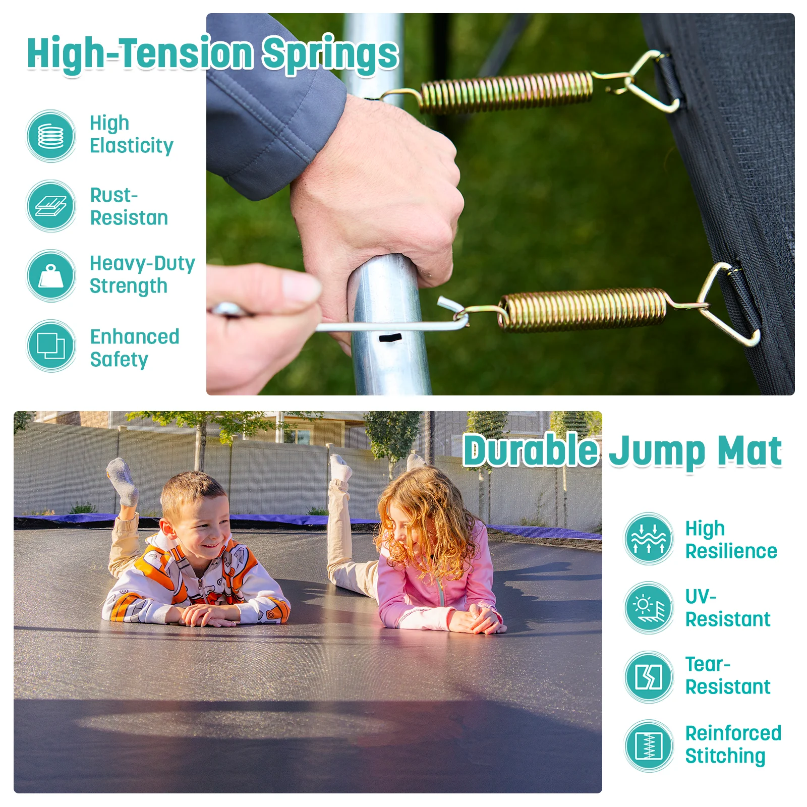 15' Square Trampoline - Blue - Image 5