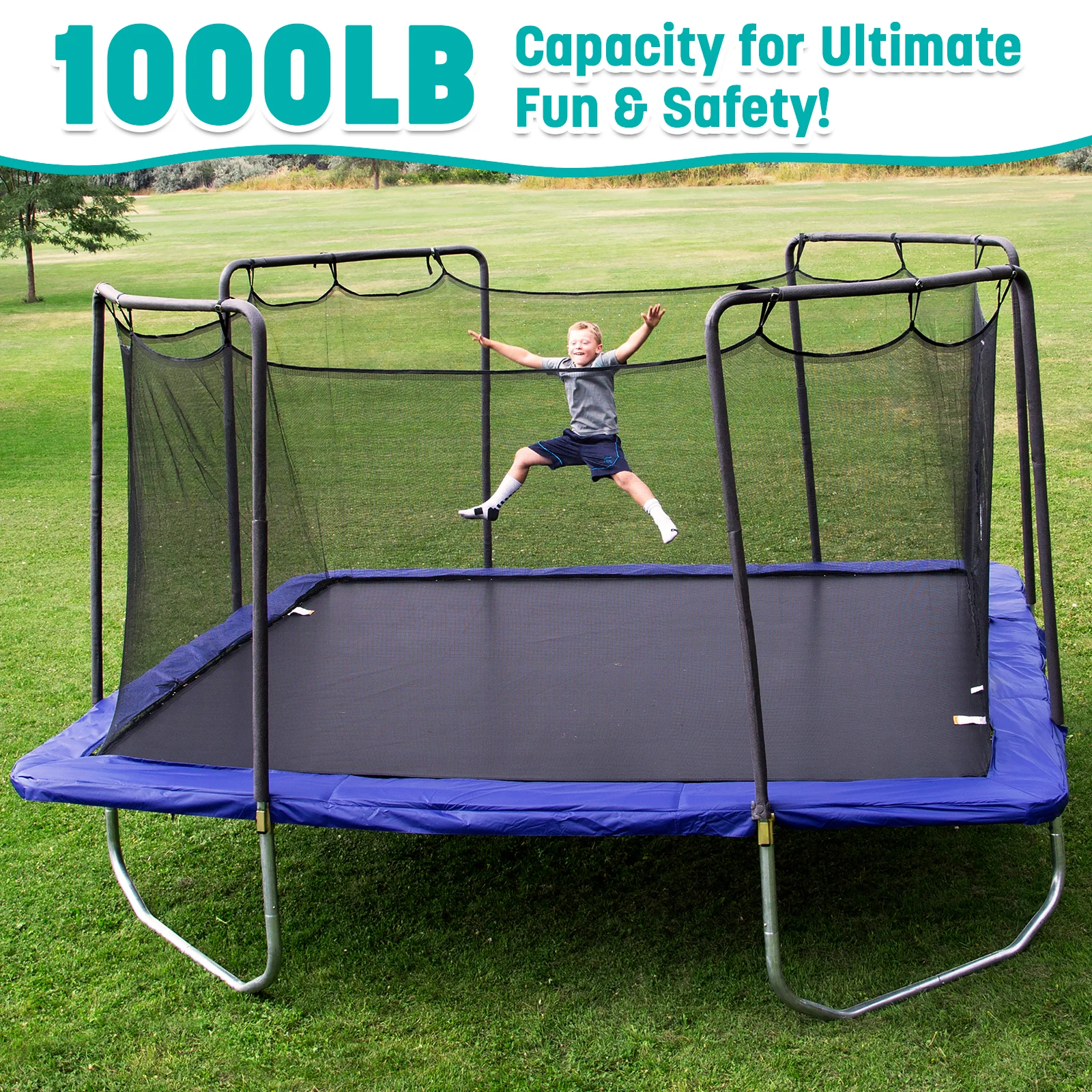15' Square Trampoline - Blue - Image 6