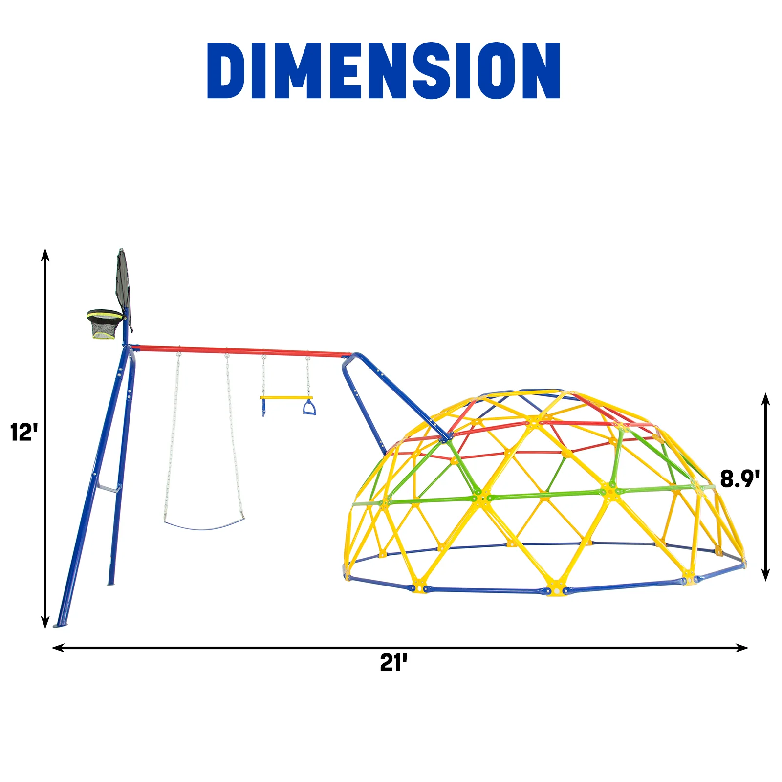 ActivPlay Geo Dome Climber with Swing Set - Image 3