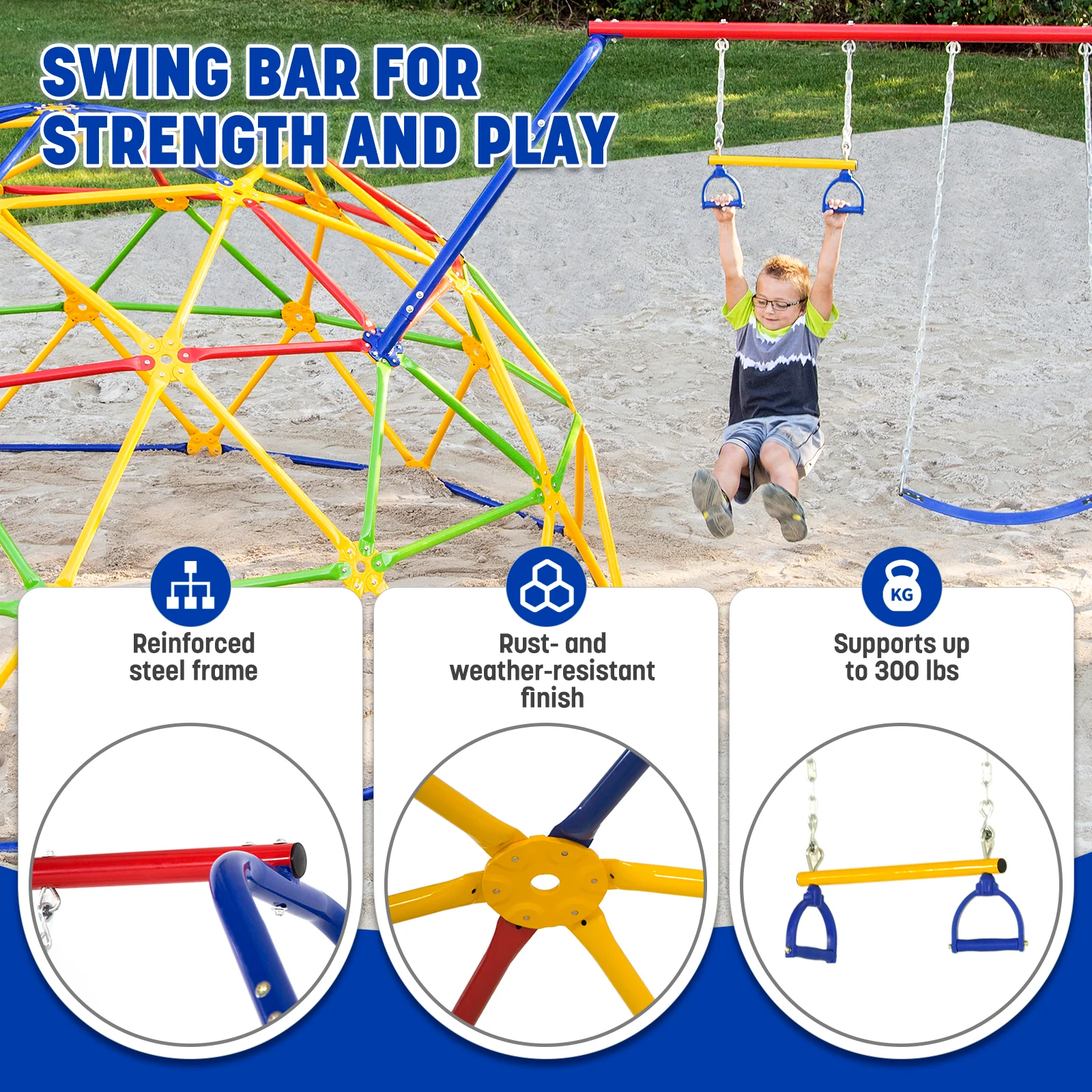 ActivPlay Geo Dome Climber with Swing Set - Image 7